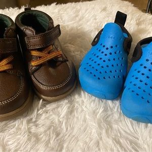 Used kids shoes carters boots size 4.5 m and joy bees size 5 used size 5